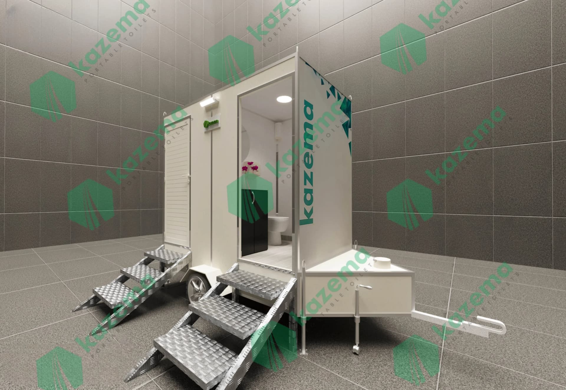 Twin Cabin Luxury Trailer Portable Toilet with Dual Door